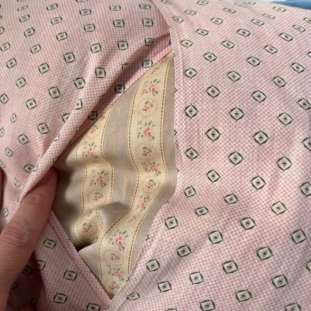 Vintage Handmade Patchwork Quilt Toss Pillow Multicolor Prairie Point Trim Folk